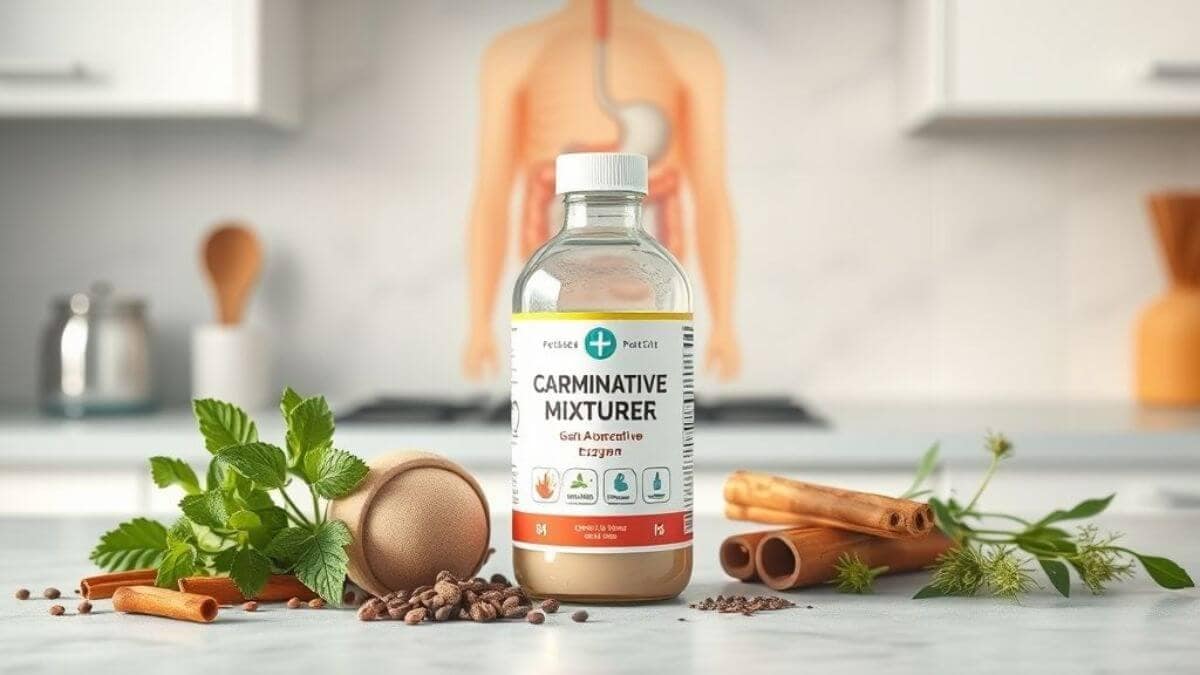 Carminative mixture with digestive enzymes